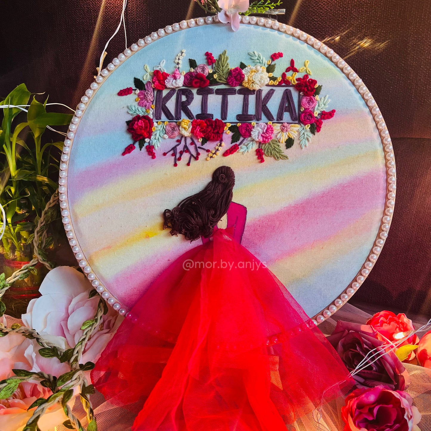 The Glow Girl-Embroidered Name Hoop